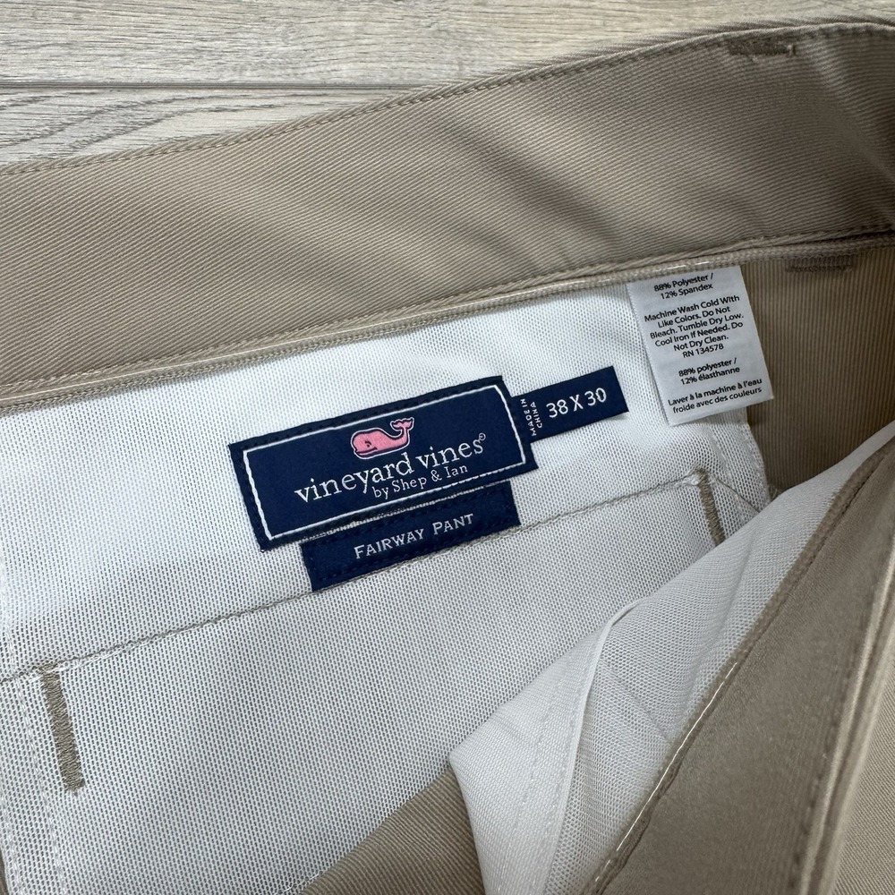 Vineyard Vibes Fairway Pants Men's Sz 38x30 Brown Khaki Golf Performance Casu - Picture 6 of 8